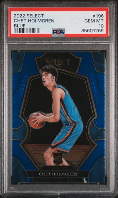 Chet Holmgren 2022 Panini Select Blue Basketball Rookie Card #196 Graded PSA 10