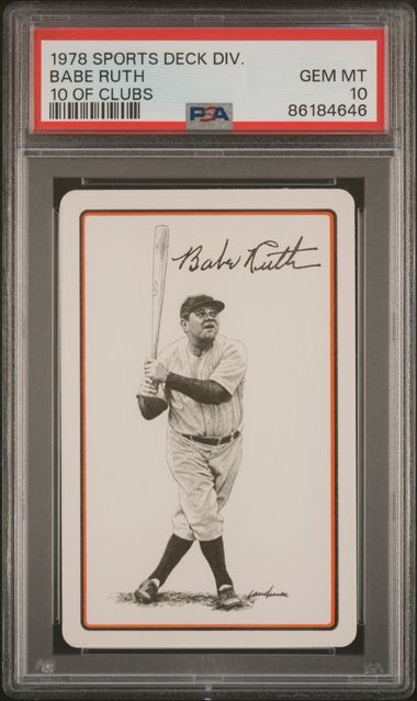 Babe Ruth 1978 Sports Deck 10 of Clubs Baseball Card Graded PSA 10