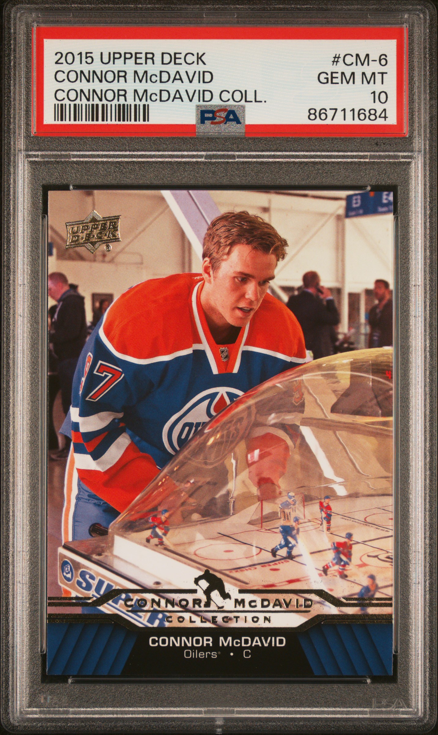 Connor McDavid 2015 Upper Deck Collection Hockey Rookie Card #CM-6 Graded PSA 10 Cert #86711684