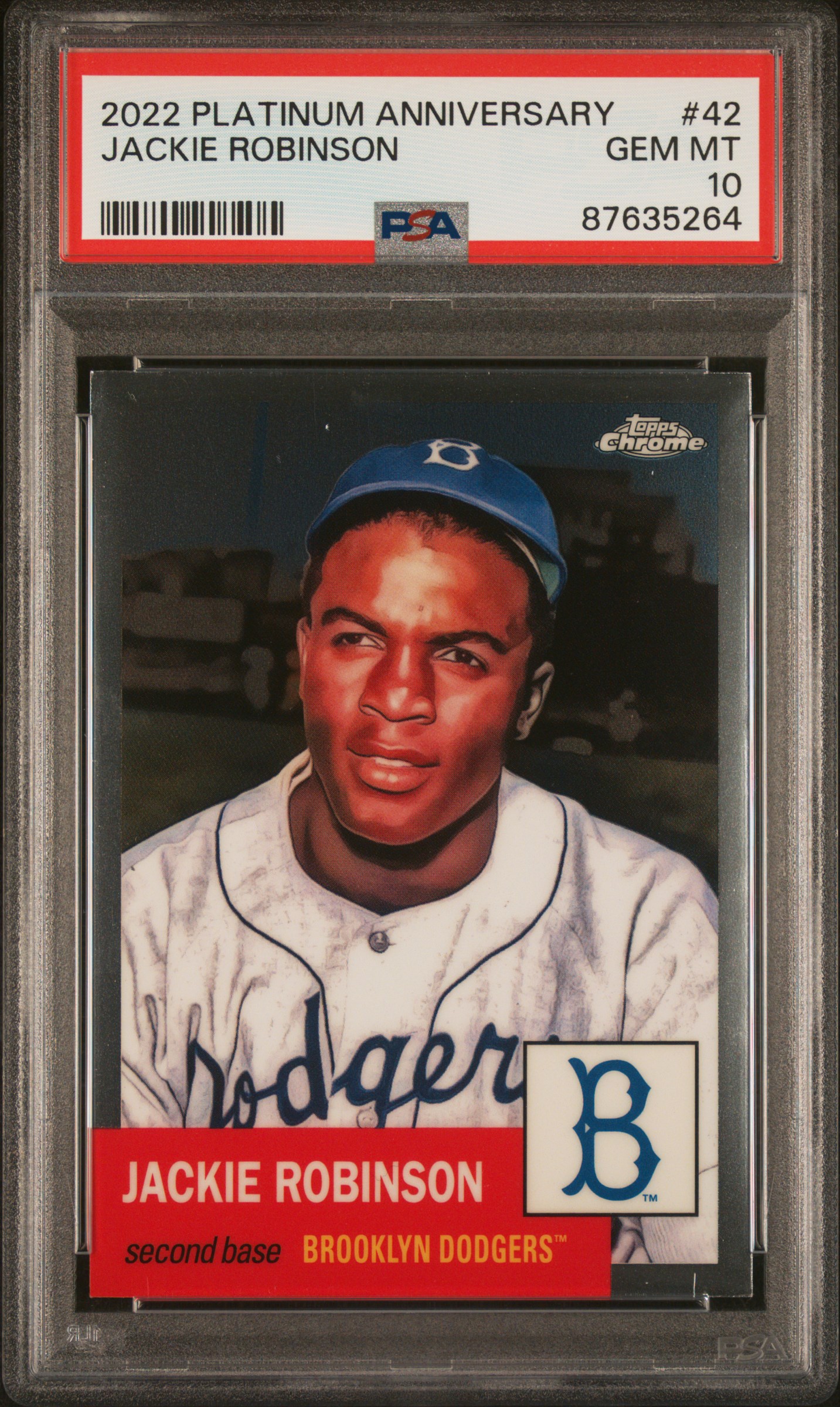 Jackie Robinson 2022 Topps Chrome Platinum Baseball Card #42 Graded PSA 10 Jackie Robinson 2022 Topps Chrome Platinum Baseball Card #42 Graded PSA 10