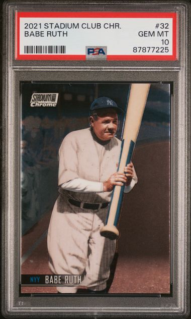 Babe Ruth 2021 Topps Stadium Club Chrome Baseball Card #32 Graded PSA 10