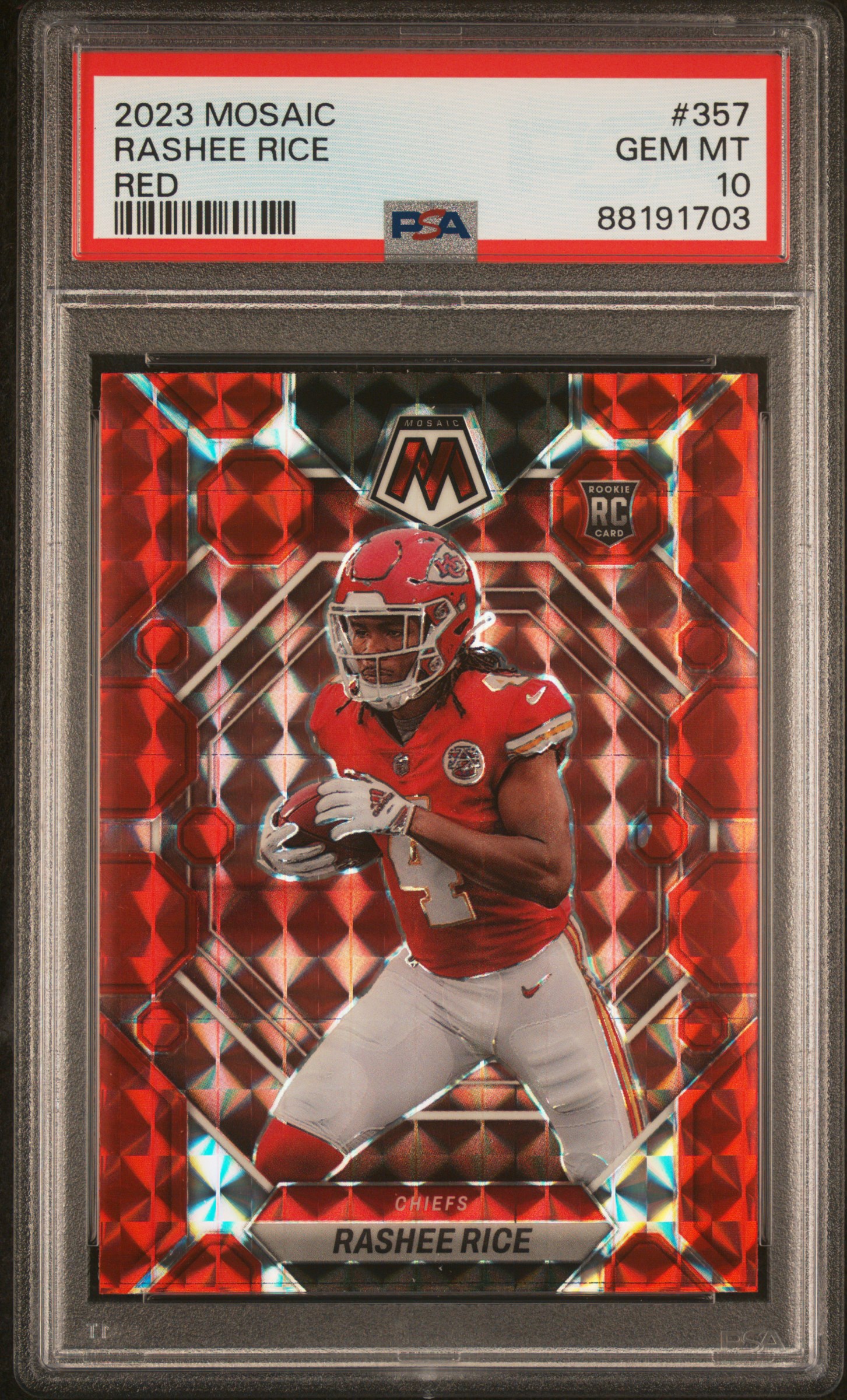 Rashee Rice 2023 Panini Mosaic Red Football Rookie Card #357 Graded PSA 10