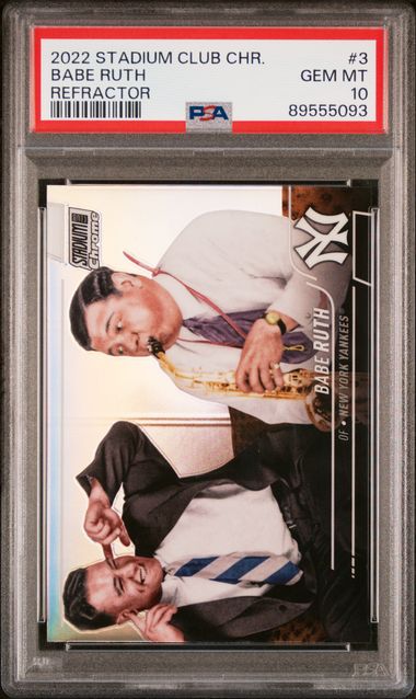 Babe Ruth 2022 Stadium Club Chrome Refractor Baseball Card #3 Graded PSA 10