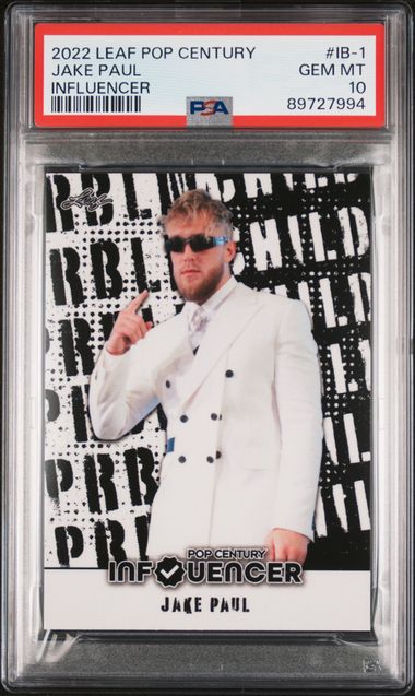 Jake Paul 2022 Leaf Pop Century Inflencer Rookie Card #IB-1 Graded PSA 10