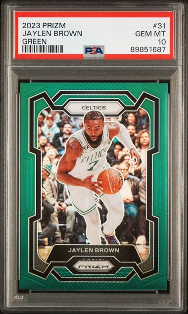 Jaylen Brown 2023 Panini Prizm Green Basketball Card #31 Graded PSA 10
