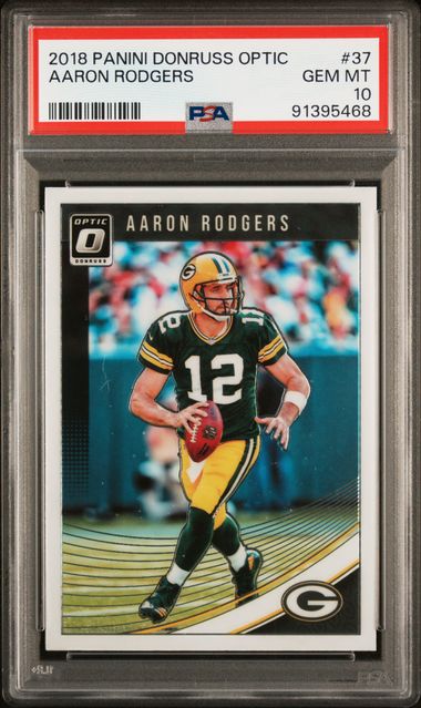 Aaron Rodgers 2018 Panini Donruss Optic Football Card #37 Graded PSA 10