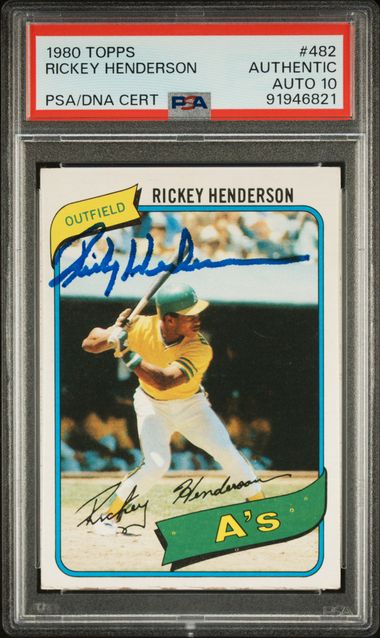 Rickey Henderson 1980 Topps Signed Rookie Card #482 Auto Graded PSA 10 91946821