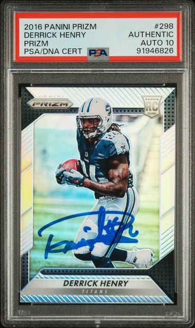 Derrick Henry 2016 Panini Prizm Silver Signed Rookie Card #298 Auto PSA 10 46826