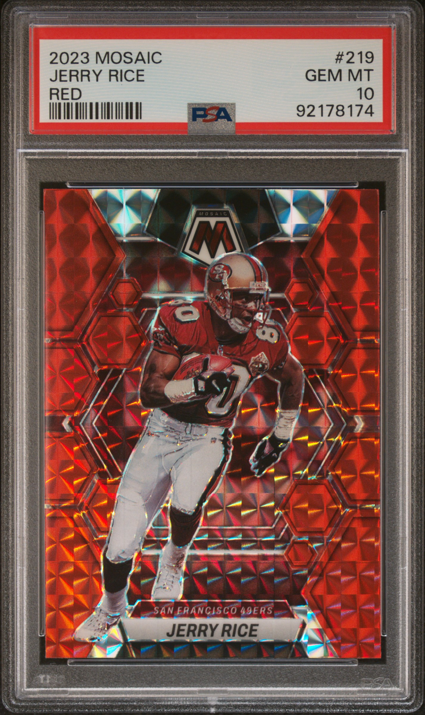 Jerry Rice 2023 Panini Mosaic Red Football Card #219 Graded PSA 10