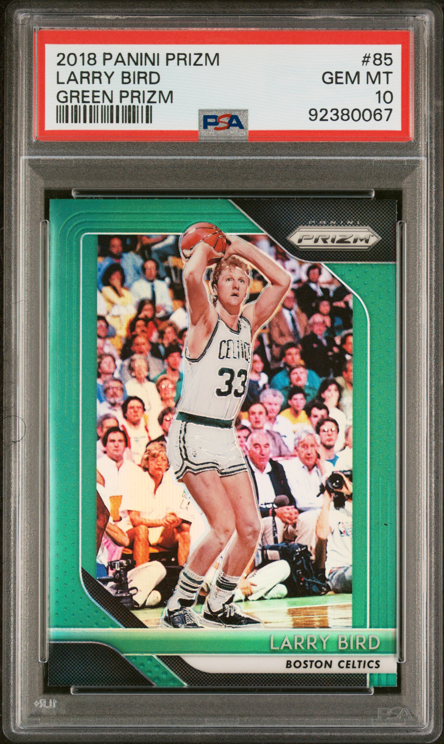 Larry Bird 2018 Panini Prizm Green Basketball Card #85 Graded PSA 10 Larry Bird 2018 Panini Prizm Green Basketball Card #85 Graded PSA 10