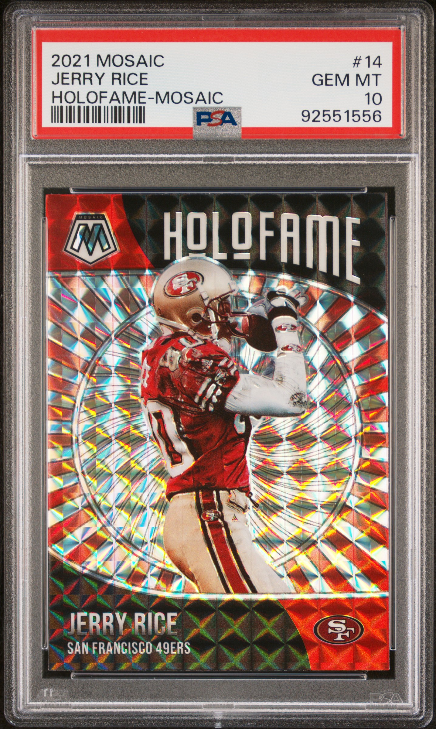 Jerry Rice 2021 Panini Mosaic Holofame Football Card #14 Graded PSA 10