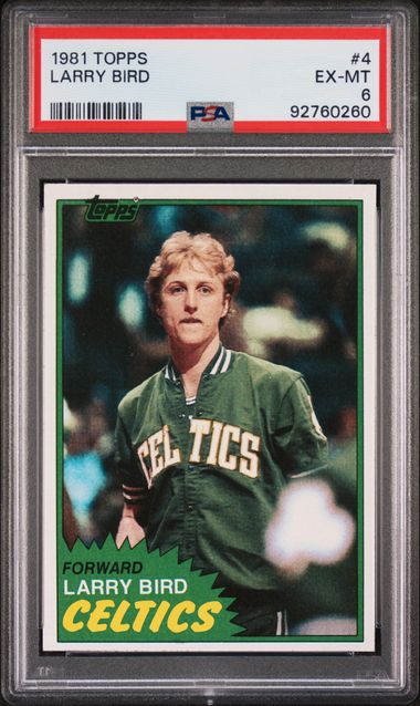 Larry Bird 1981 Topps Basketball Card #4 Graded PSA 6