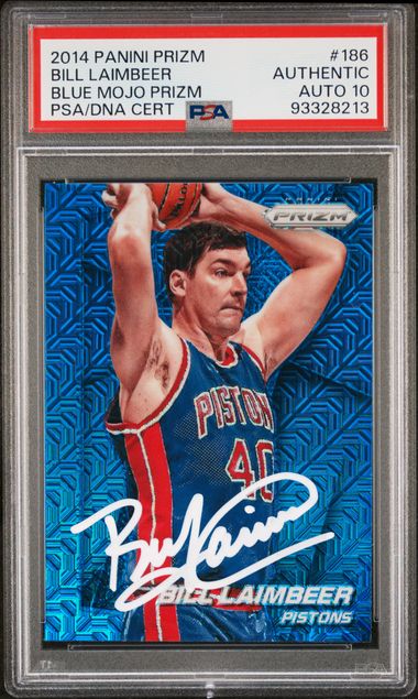 Bill Laimbeer 2014 Panini Prizm Blue Mojo Card #186 Auto Graded PSA 10
