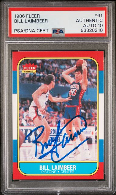 Bill Laimbeer 1986 Fleer Basketball Card #61 Auto Graded PSA 10 93328218