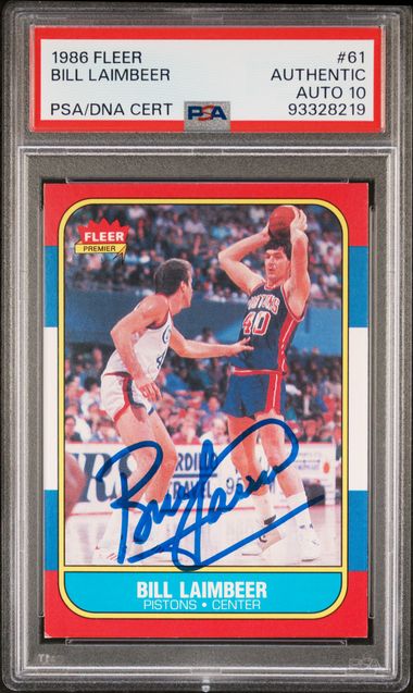 Bill Laimbeer 1986 Fleer Basketball Card #61 Auto Graded PSA 10 93328219