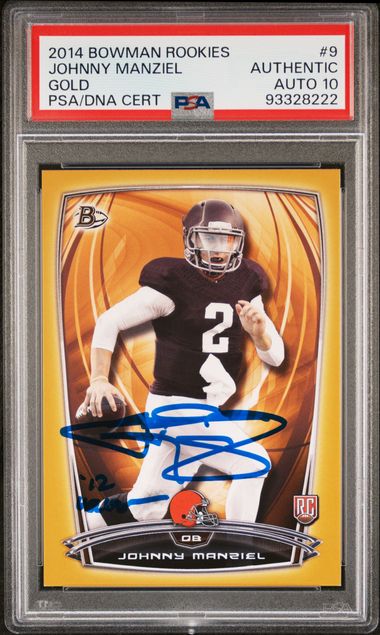Johnny Manziel 2014 Bowman Rookies Gold Heisman Card #9 Auto Graded PSA 10