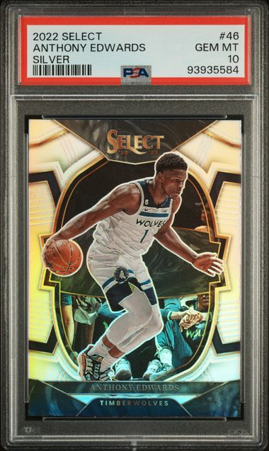 Anthony Edwards 2022 Panini Select Silver Basketball Card #46 Graded PSA 10