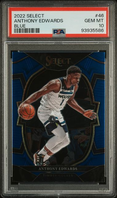 Anthony Edwards 2022 Panini Select Blue Basketball Card #46 Graded PSA 10