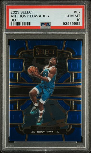 Anthony Edwards 2023 Panini Select Blue Basketball Card #37 Graded PSA 10