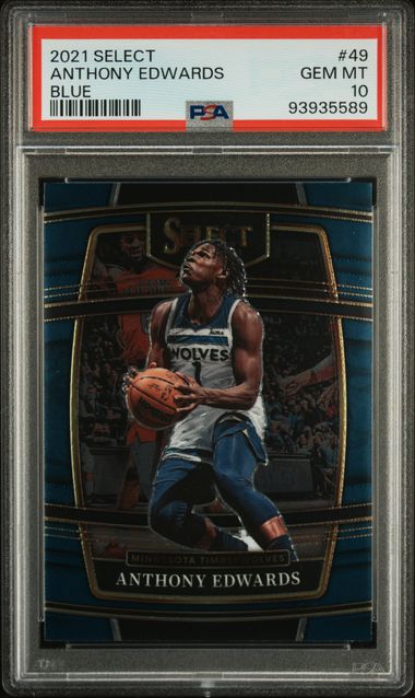 Anthony Edwards 2021 Panini Select Blue Basketball Card #49 Graded PSA 10