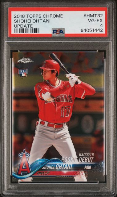 Shohei Ohtani 2018 Topps Chrome Update Baseball Rookie Card #HMT32 Graded PSA 4