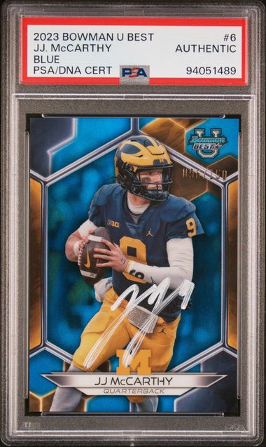 J.J.McCarthy 2023 Bowman U Best Blue Signed Rookie Card #6 Auto PSA 96/150