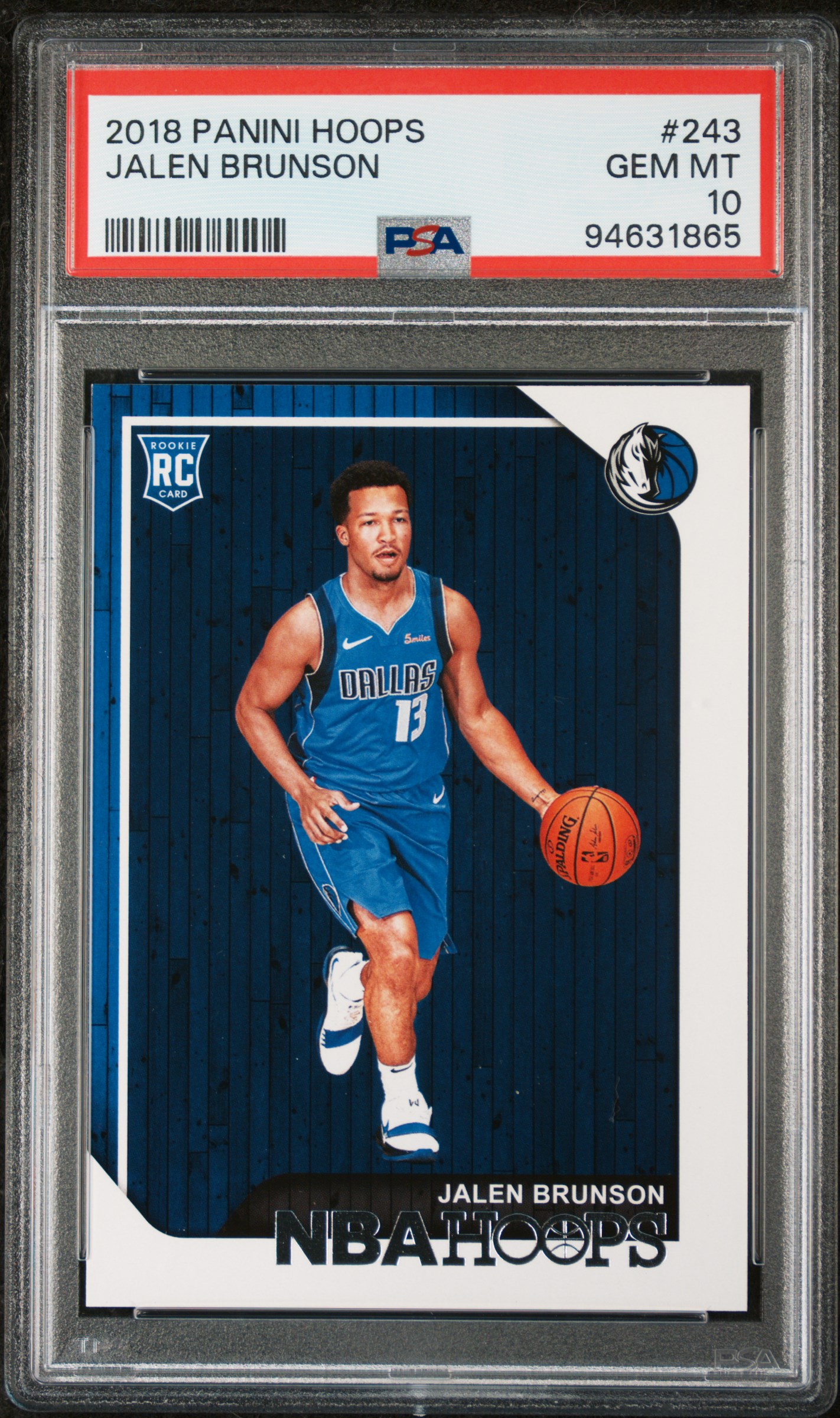 Jalen Brunson 2018 Panini Hoops Dallas Mavericks Basketball RC Rookie Card #243 Graded PSA 10 Cert #94631865