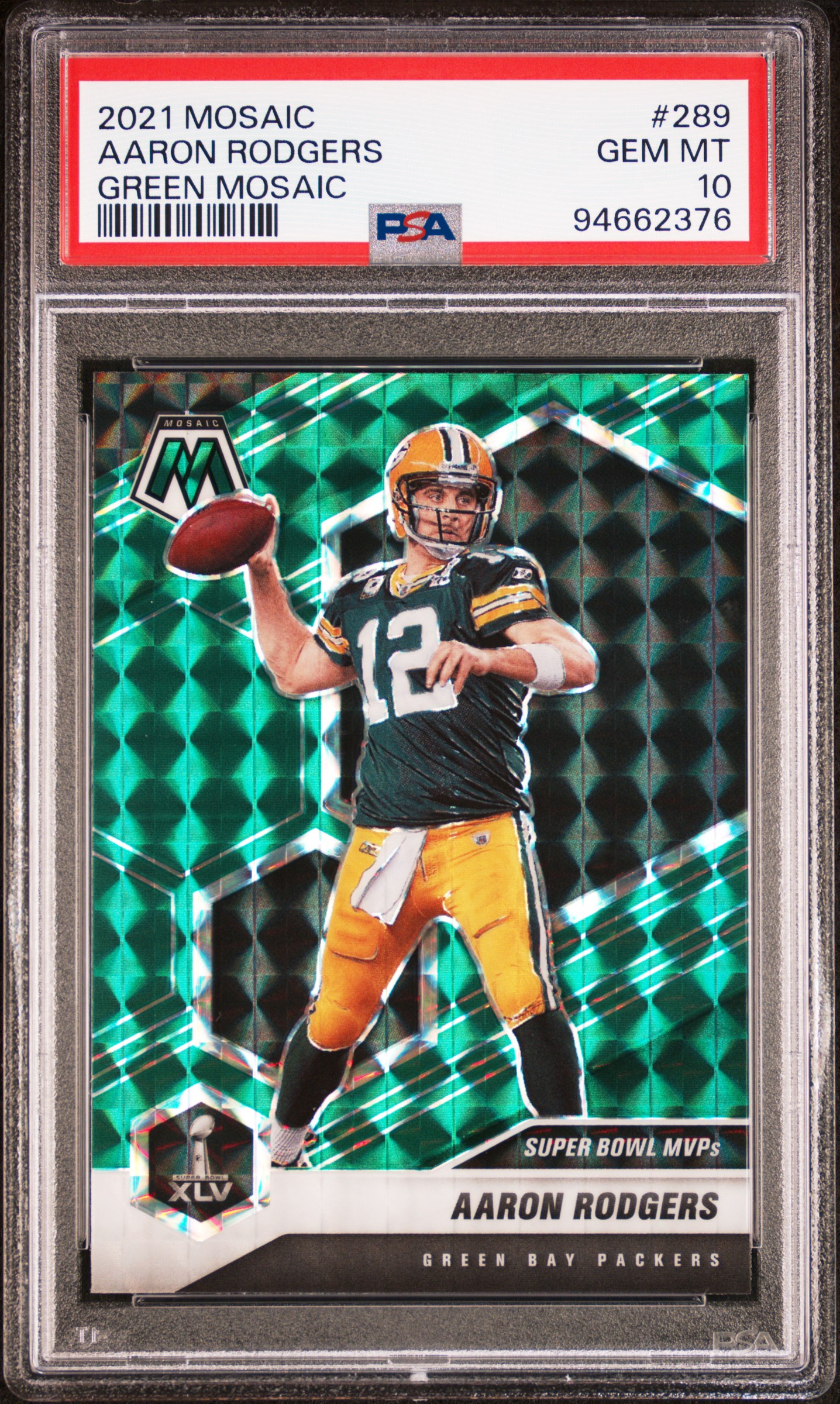 Aaron Rodgers 2021 Panini Mosaic Green Football Card #289 Graded PSA 10