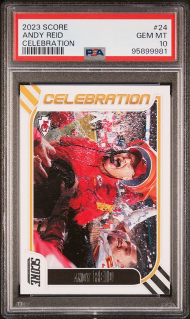 Andy Reid 2023 Panini Score Super Bowl LVII Celebration Football Card #24 Graded PSA 10