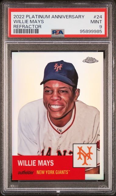 Willie Mays 2022 Topps Chrome Refractor Baseball Card #24 Graded PSA 9