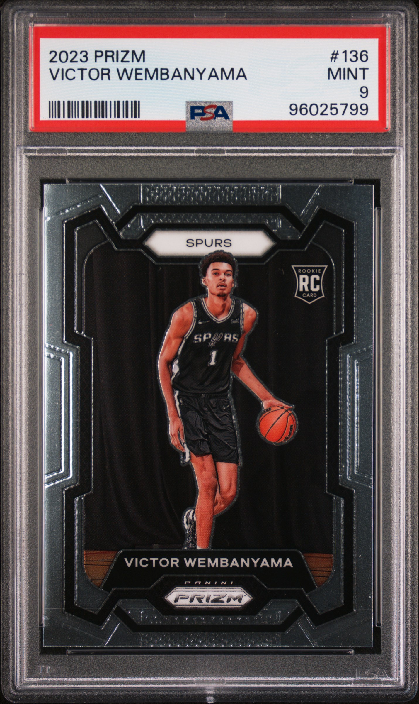 Victor Wembanyama 2023 Panini Prizm San Antonio Spurs Basketball Rookie Card #136 Graded PSA 9 Cert #96025799