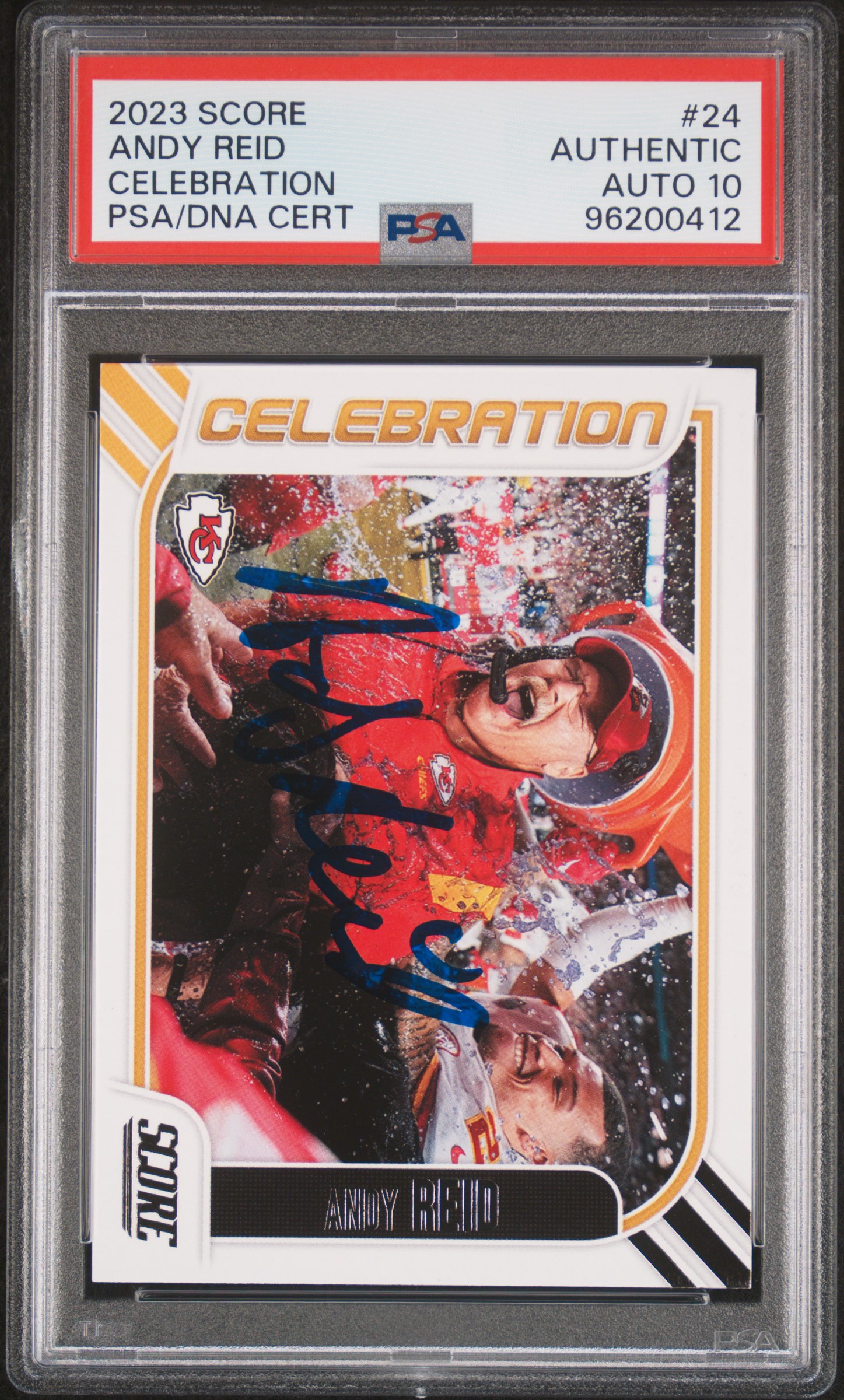 Andy Reid 2023 Score Celebration Signed Football Card #24 Auto Graded PSA 10 412