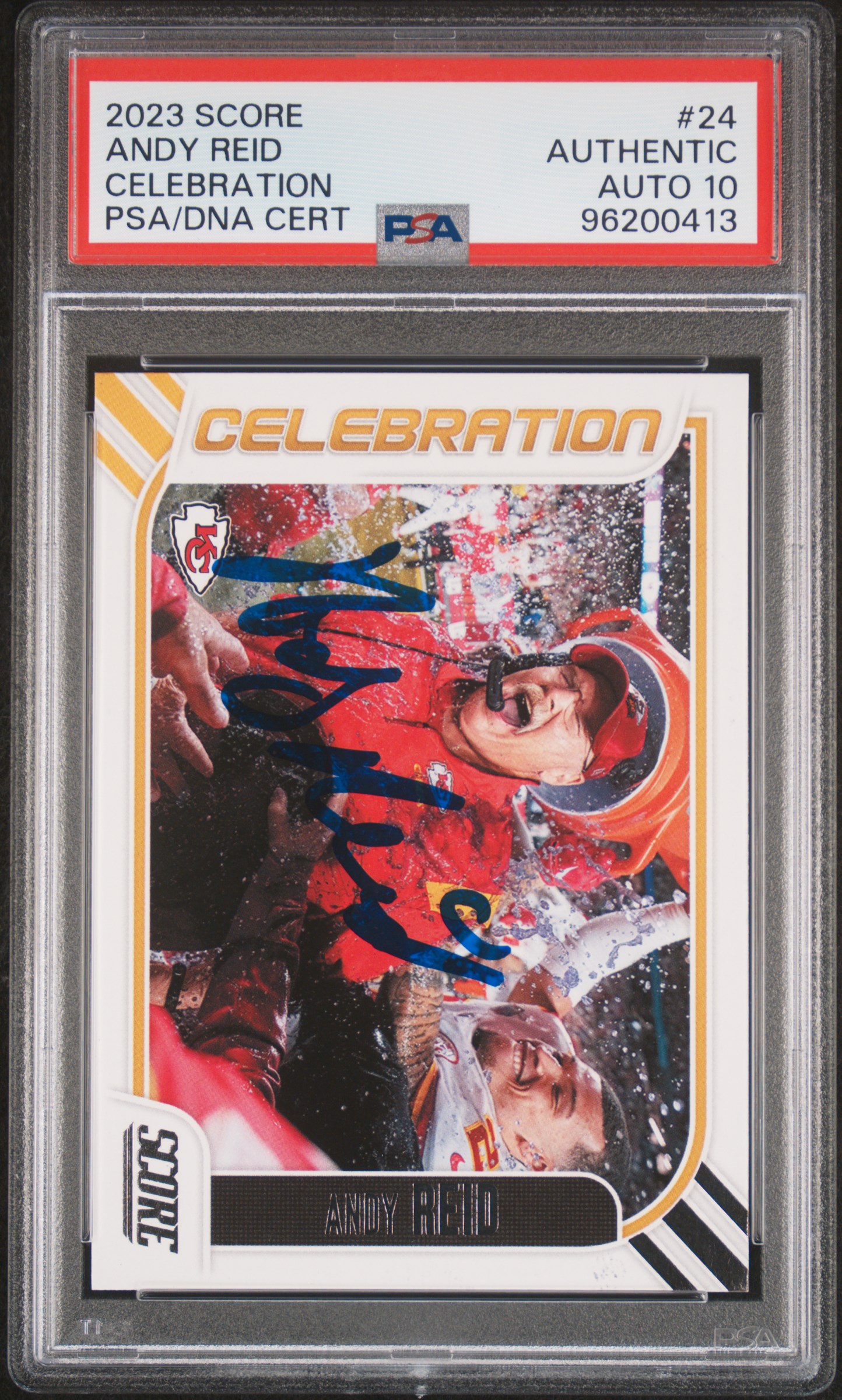 Andy Reid 2023 Score Celebration Signed Football Card #24 Auto Graded PSA 10 413