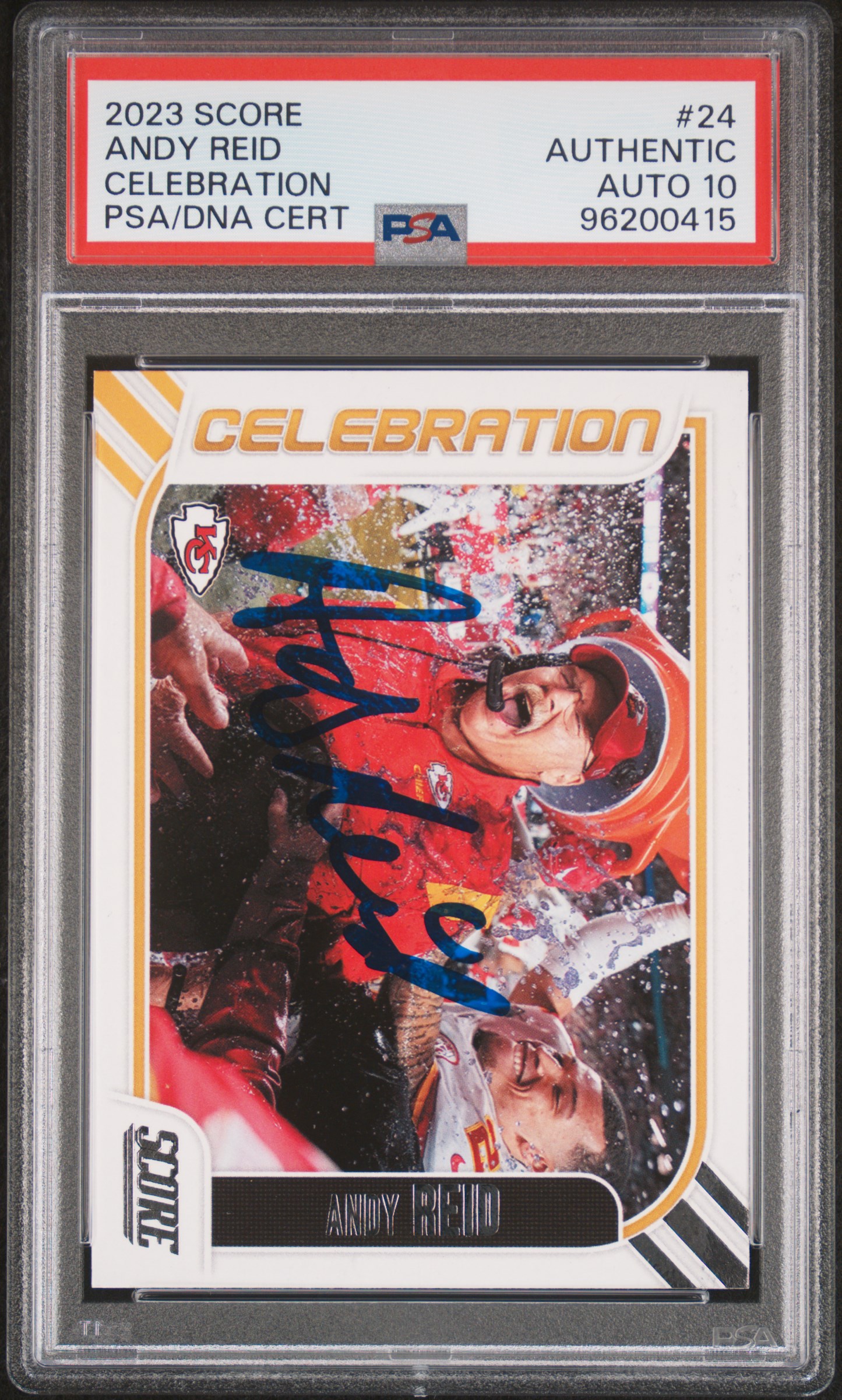 Andy Reid 2023 Score Celebration Signed Football Card #24 Auto Graded PSA 10 415