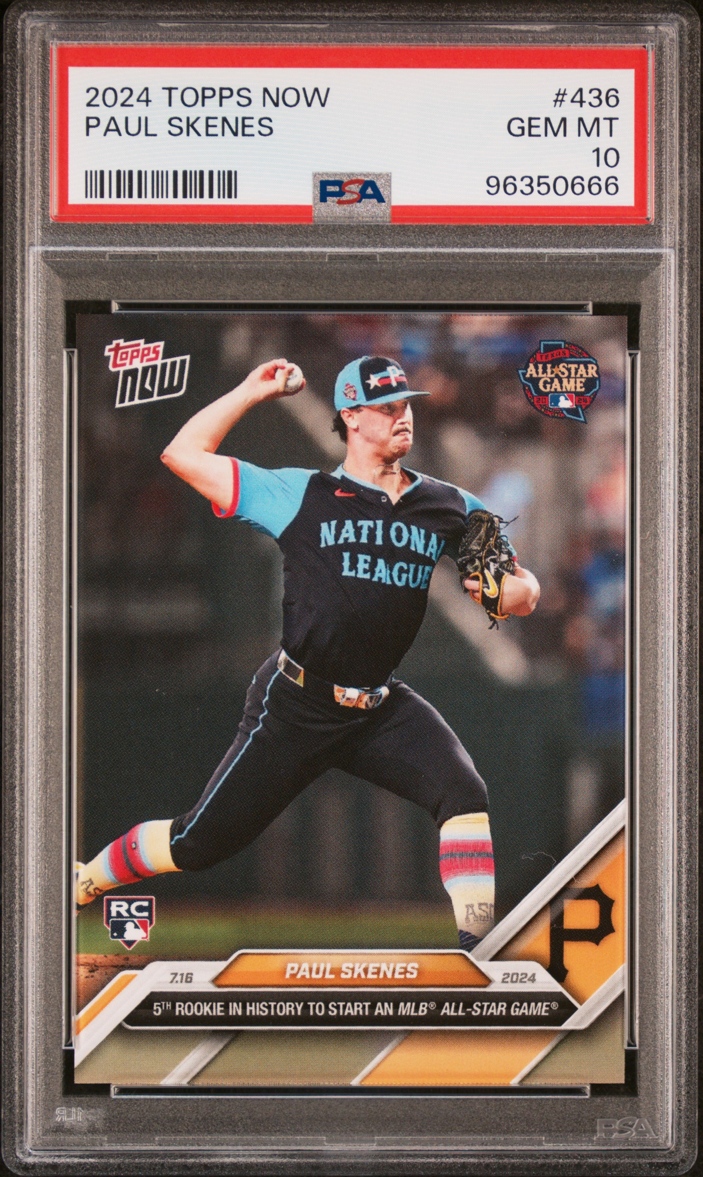 Paul Skenes 2024 Topps Now 1st All Star Game Rookie Card #436 Graded PSA 10