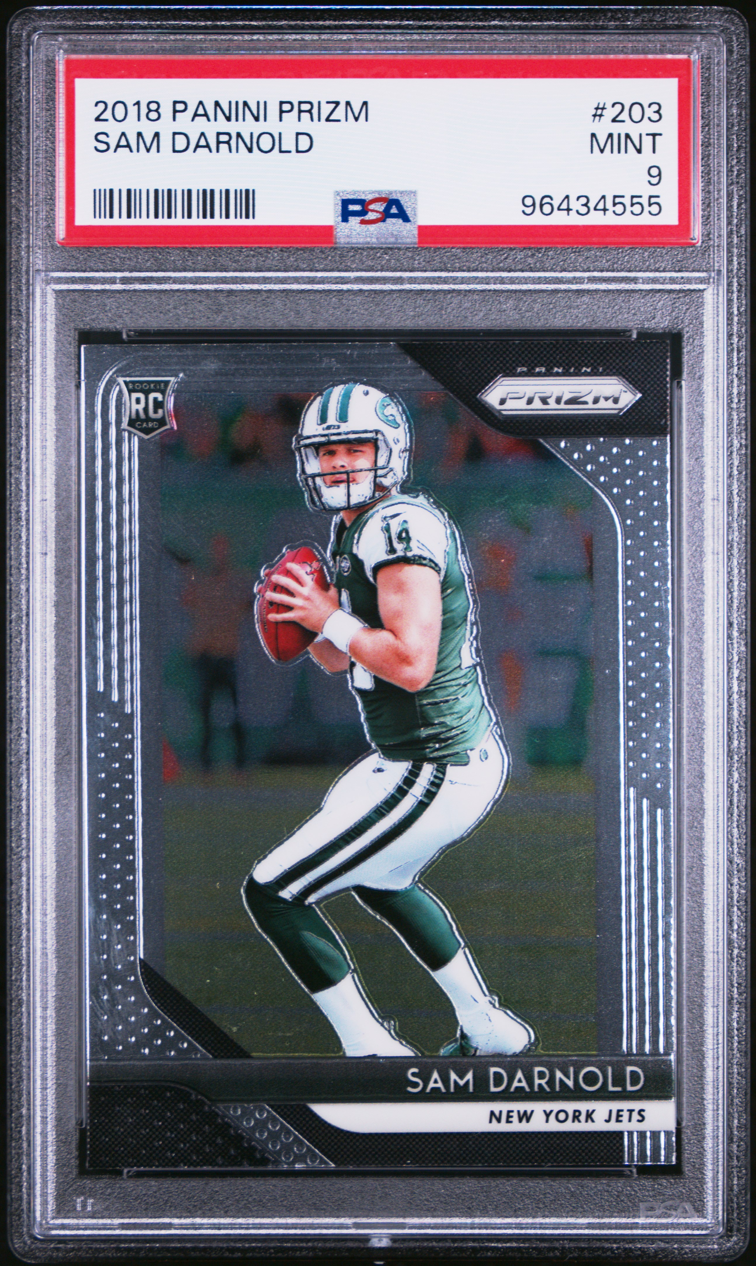 Sam Darnold 2018 Panini Prizm Football Rookie Card #203 Graded PSA 9 Cert #96434555
