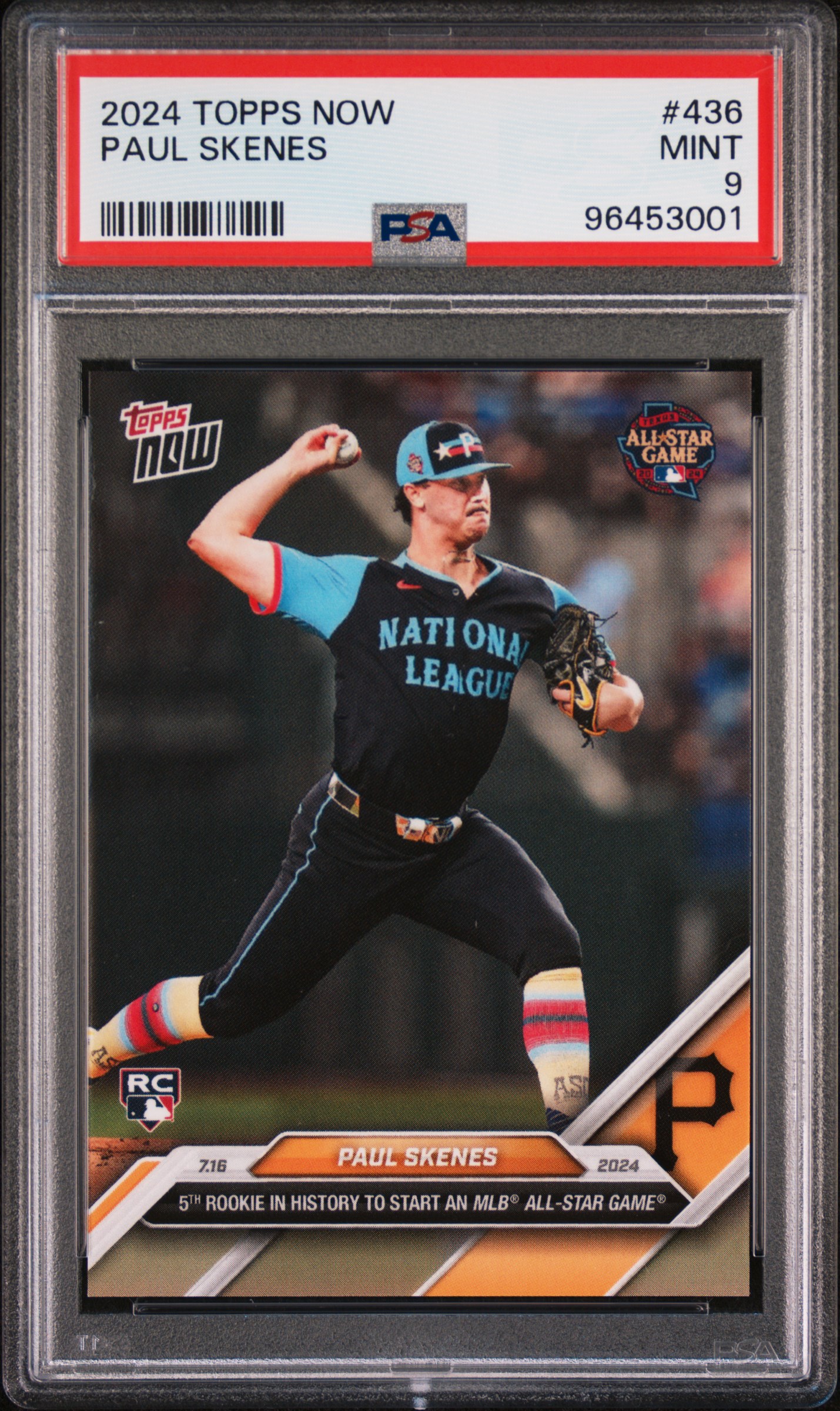 Paul Skenes 2024 Topps Now 1st All Star Game Pittsburgh Pirates Baseball Rookie Card #436 Graded PSA 9 Cert #96453001