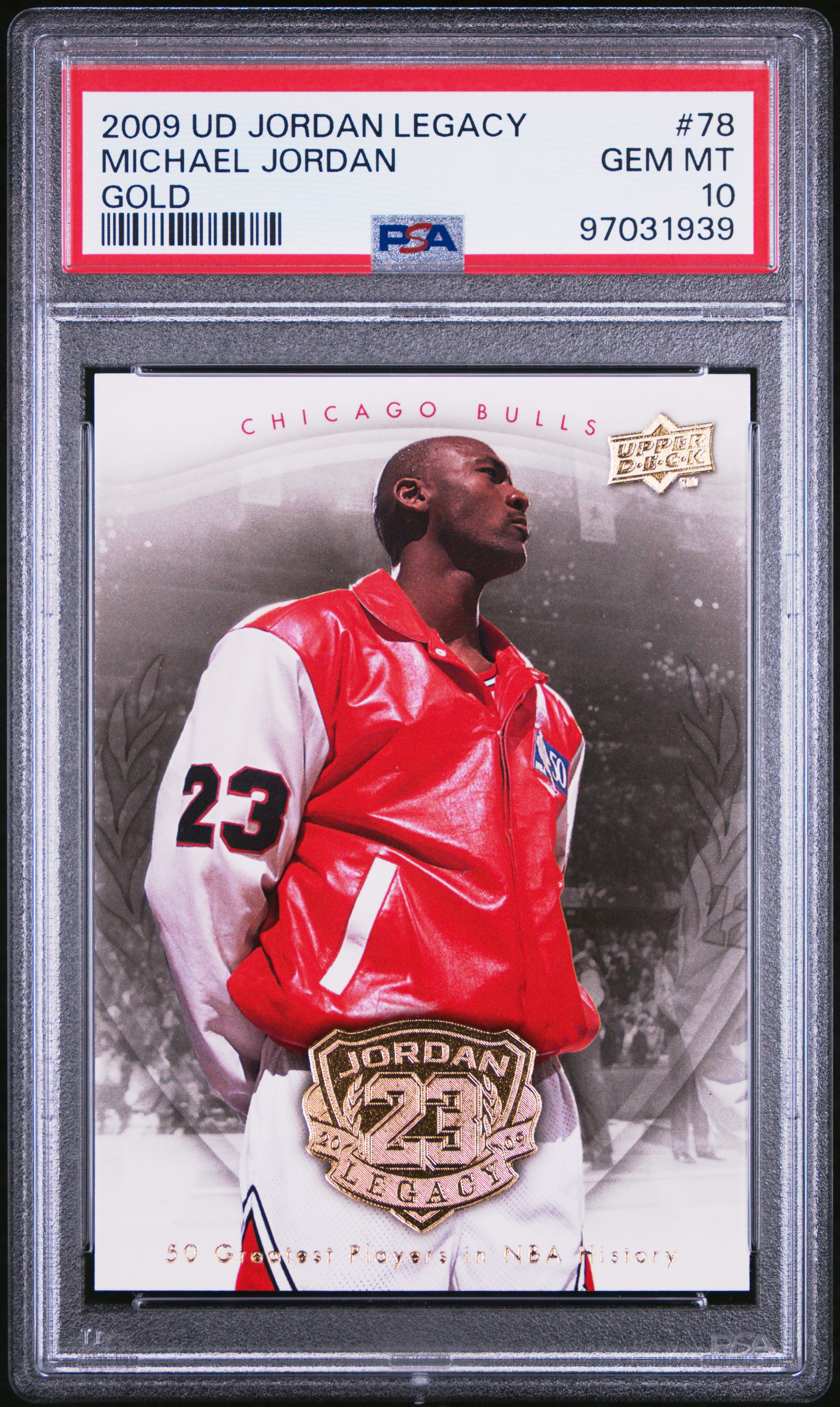 Michael Jordan 2009 Upper Deck Legacy Gold Basketball Card #78 Graded PSA 10
