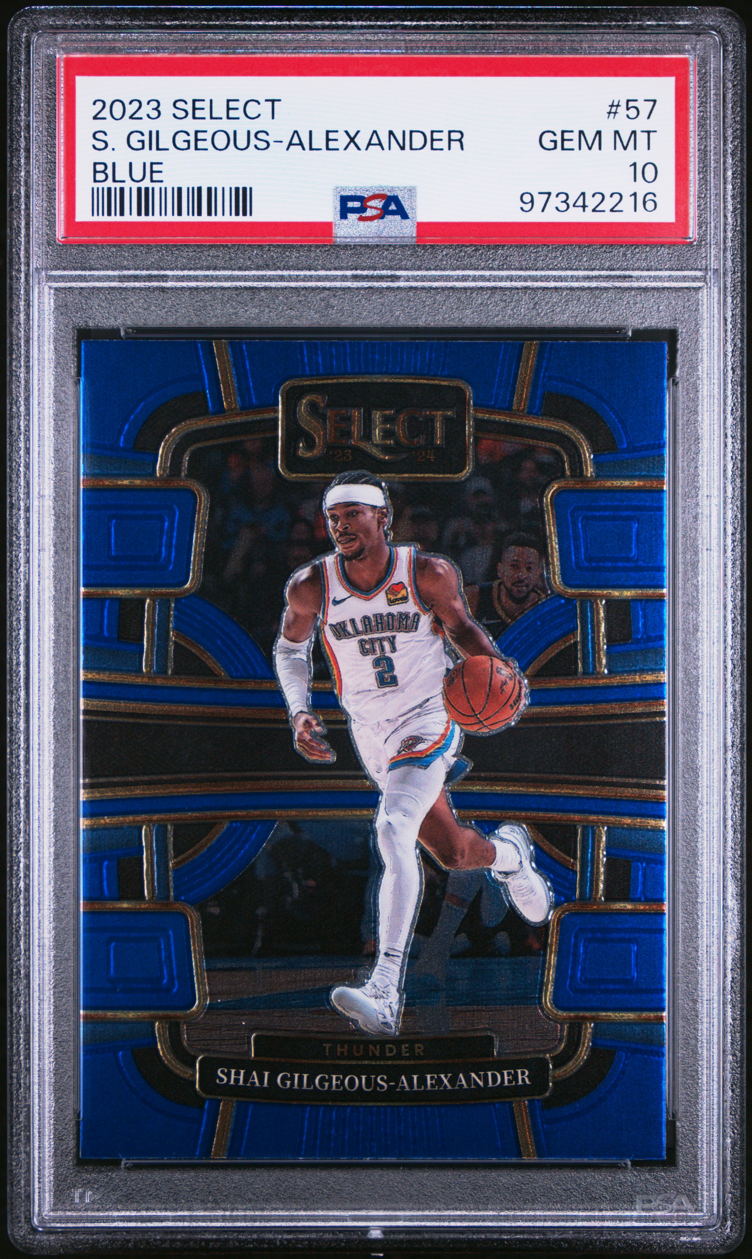 Shai Gilgeous-Alexander 2023 Panini Select Blue Basketball Card #57 Graded PSA 10 Shai Gilgeous-Alexander 2023 Panini Select Blue Basketball Card #57 Graded PSA 10