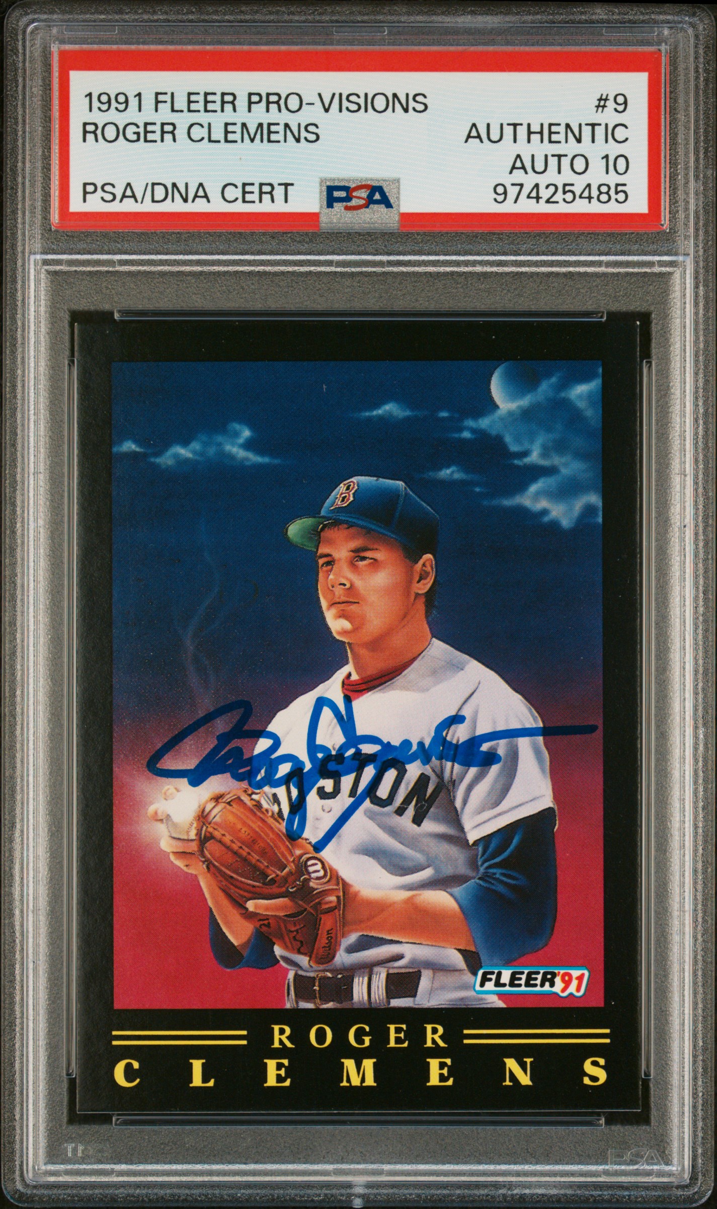 Roger Clemens 1991 Fleer Pro-Visions Signed Baseball Card #9 Auto PSA 10 7425485