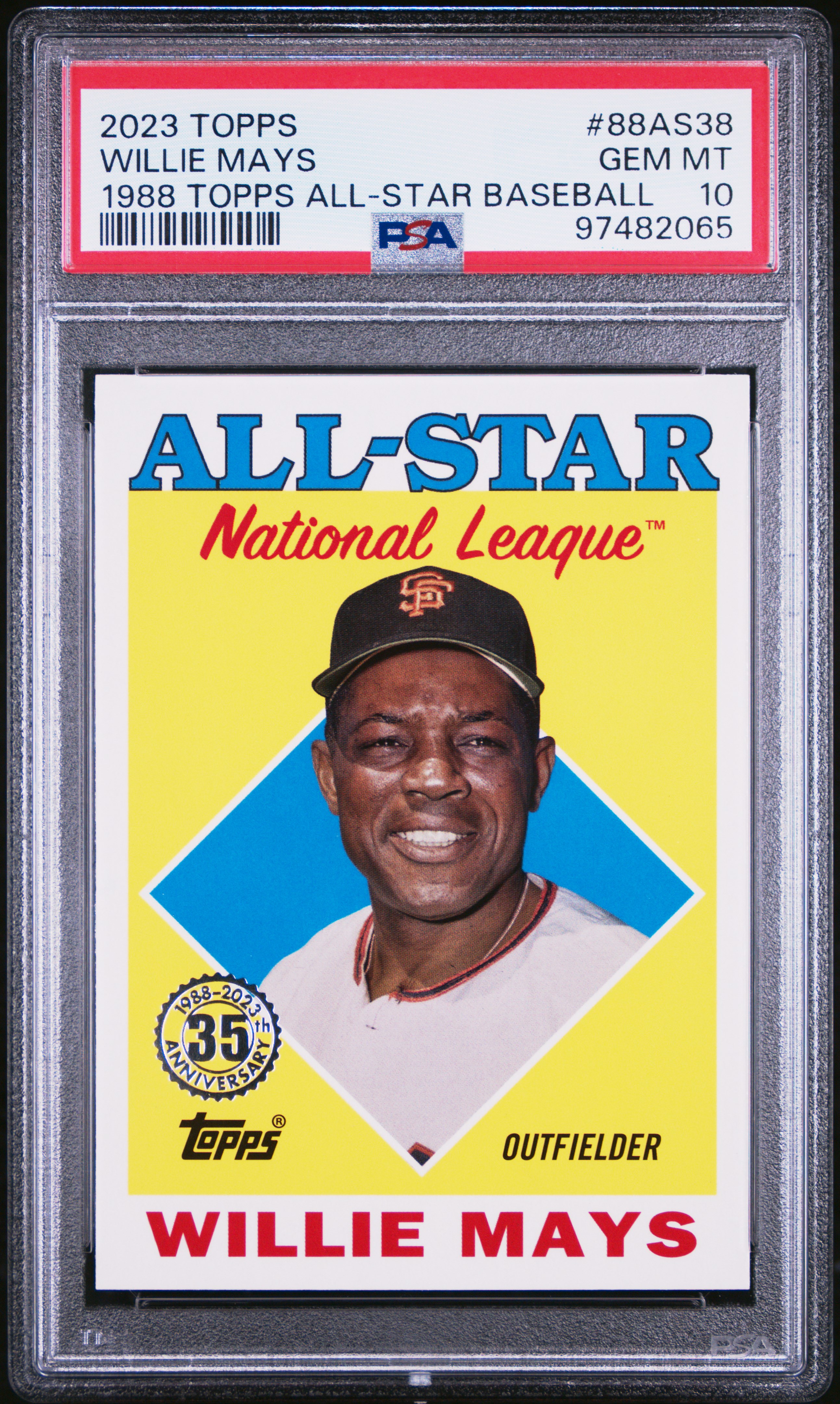 Willie Mays 2023 Topps 1988 Topps All-Star Baseball San Francisco Giants Card #88AS-38 Graded PSA 10 Cert #97482065 Willie Mays 2023 Topps 1988 Topps All-Star Baseball San Francisco Giants Card #88AS-38 Graded PSA 10 Cert #97482065