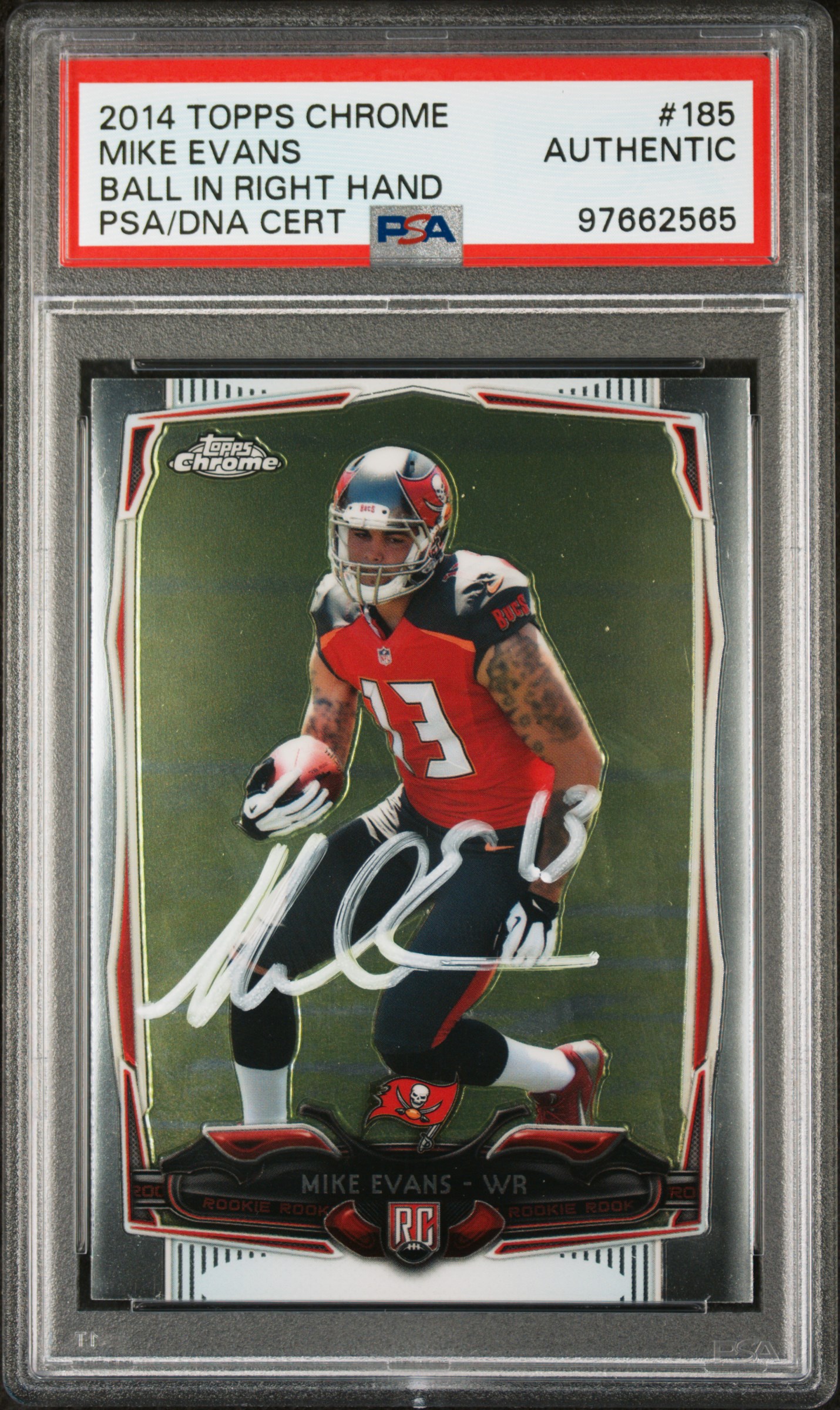 Mike Evans 2014 Topps Chrome Signed Football Rookie Card #185 Auto PSA 97662565