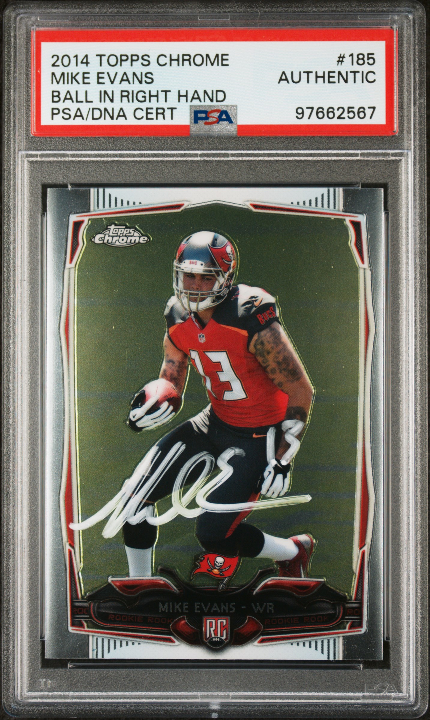 Mike Evans 2014 Topps Chrome Signed Football Rookie Card #185 Auto PSA 97662567