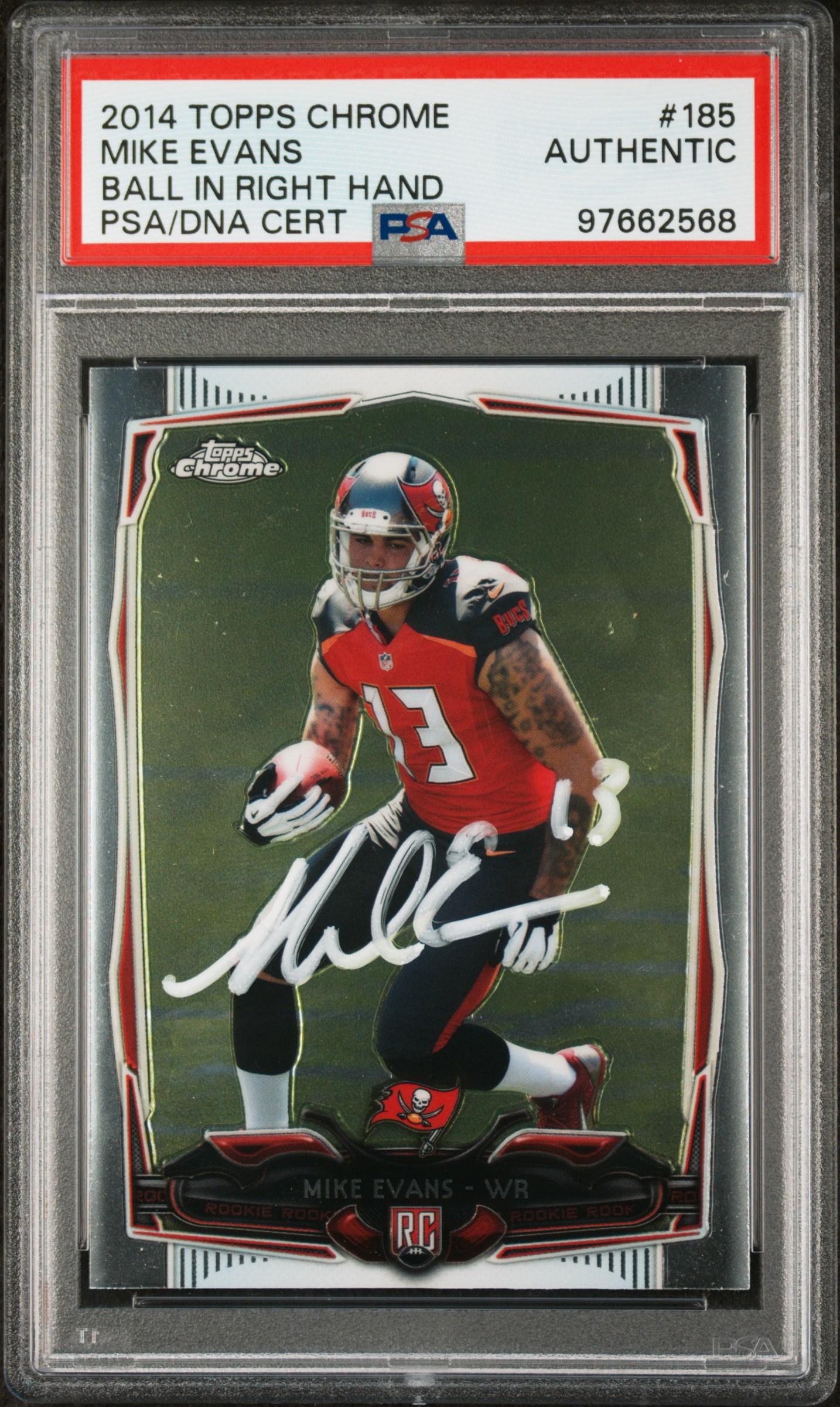 Mike Evans 2014 Topps Chrome Signed Football Rookie Card #185 Auto PSA 97662568