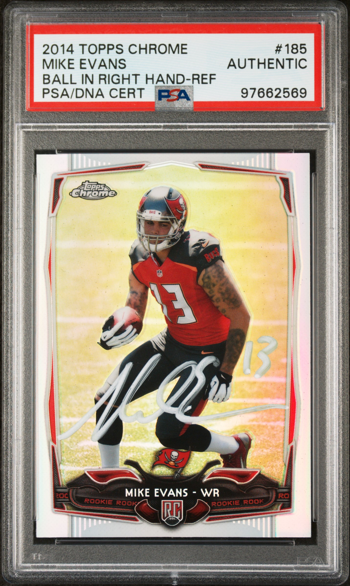 Mike Evans 2014 Topps Chrome Refractor Signed Football Rookie Card #185 Auto PSA