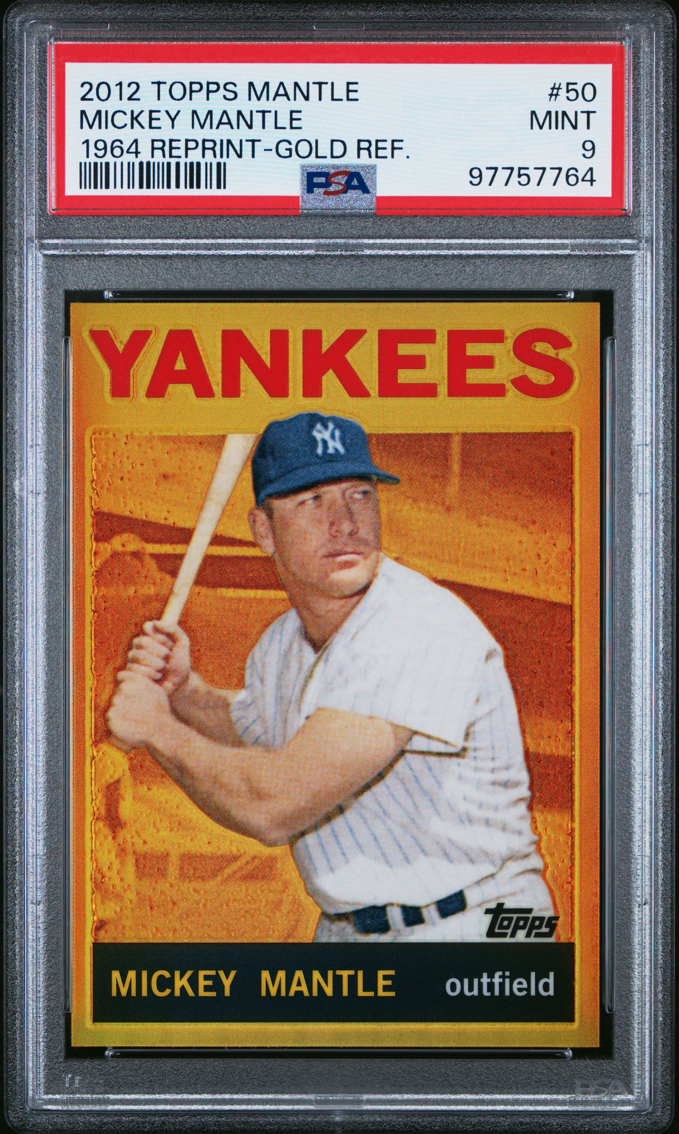 Mickey Mantle 2012 Topps 1964 Gold Refractor Baseball Card #50 Graded PSA 9