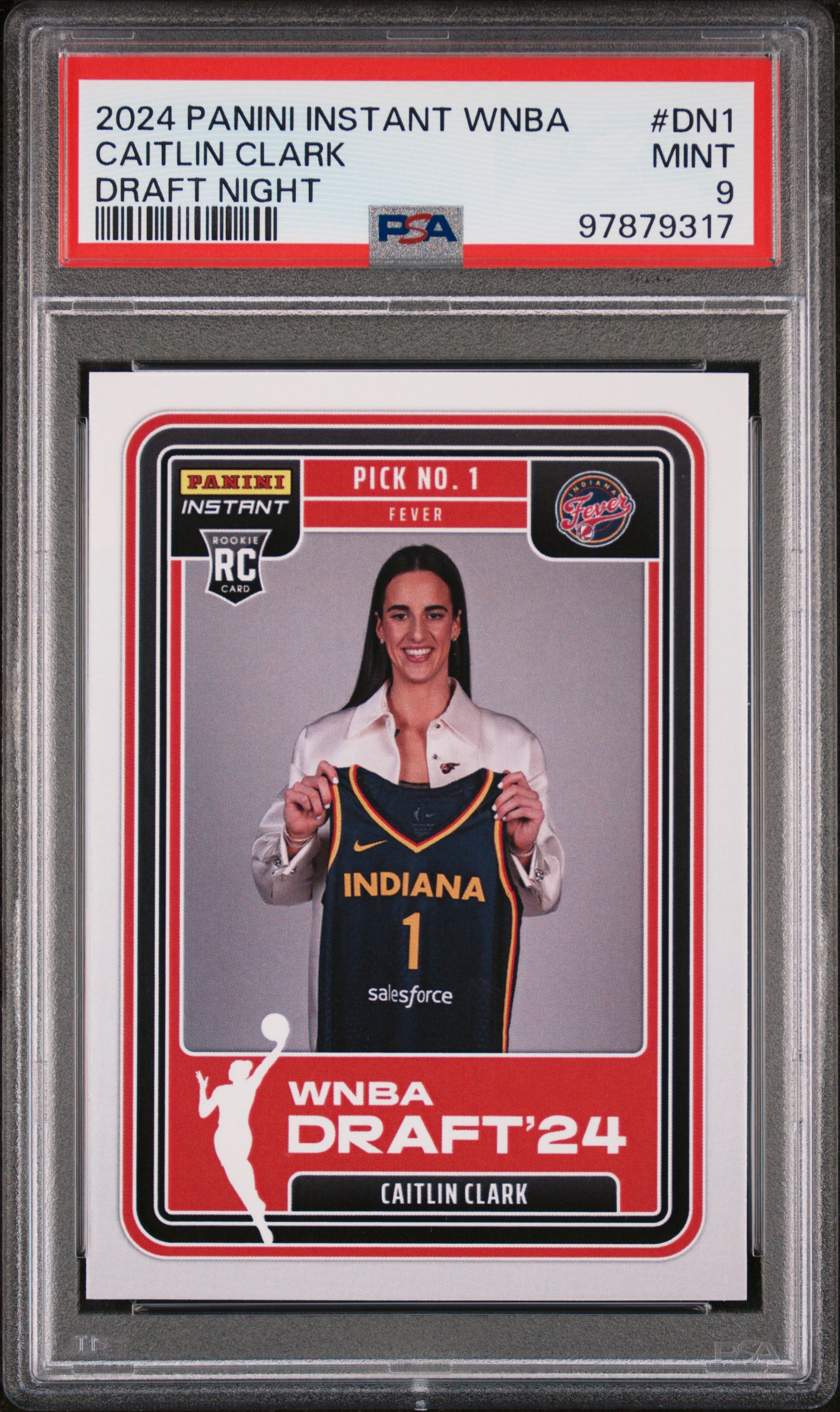 Caitlin Clark 2024 Panini Instant WNBA Draft Night Basketball Rookie Card #DN1 Graded PSA 9 Cert #97879317