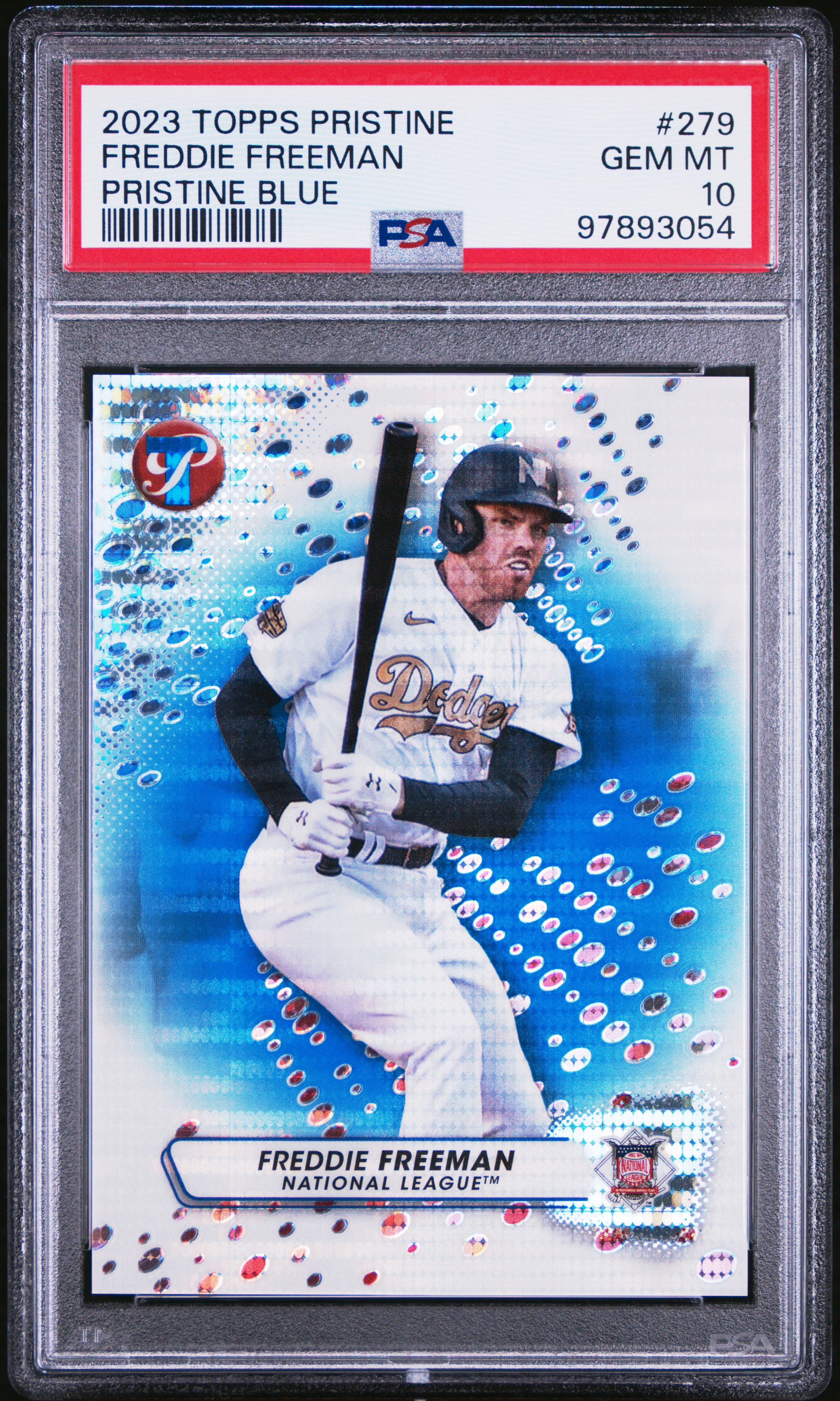 Freddie Freeman 2023 Topps Pristine Blue Baseball Card #279 Graded PSA 10 37/75 Cert # 97893054