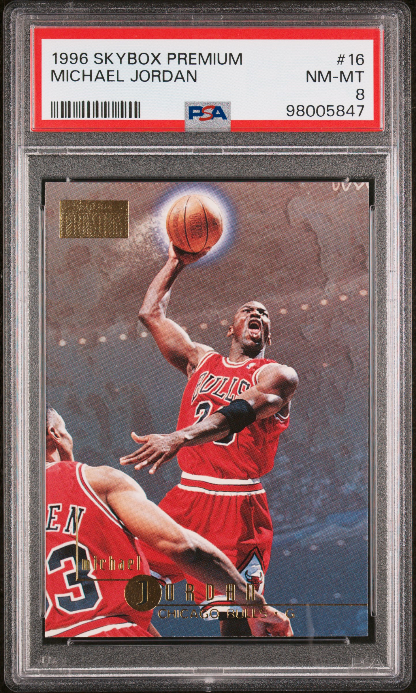 Michael Jordan 1996 Skybox Premium Basketball Card #16 Graded PSA 8