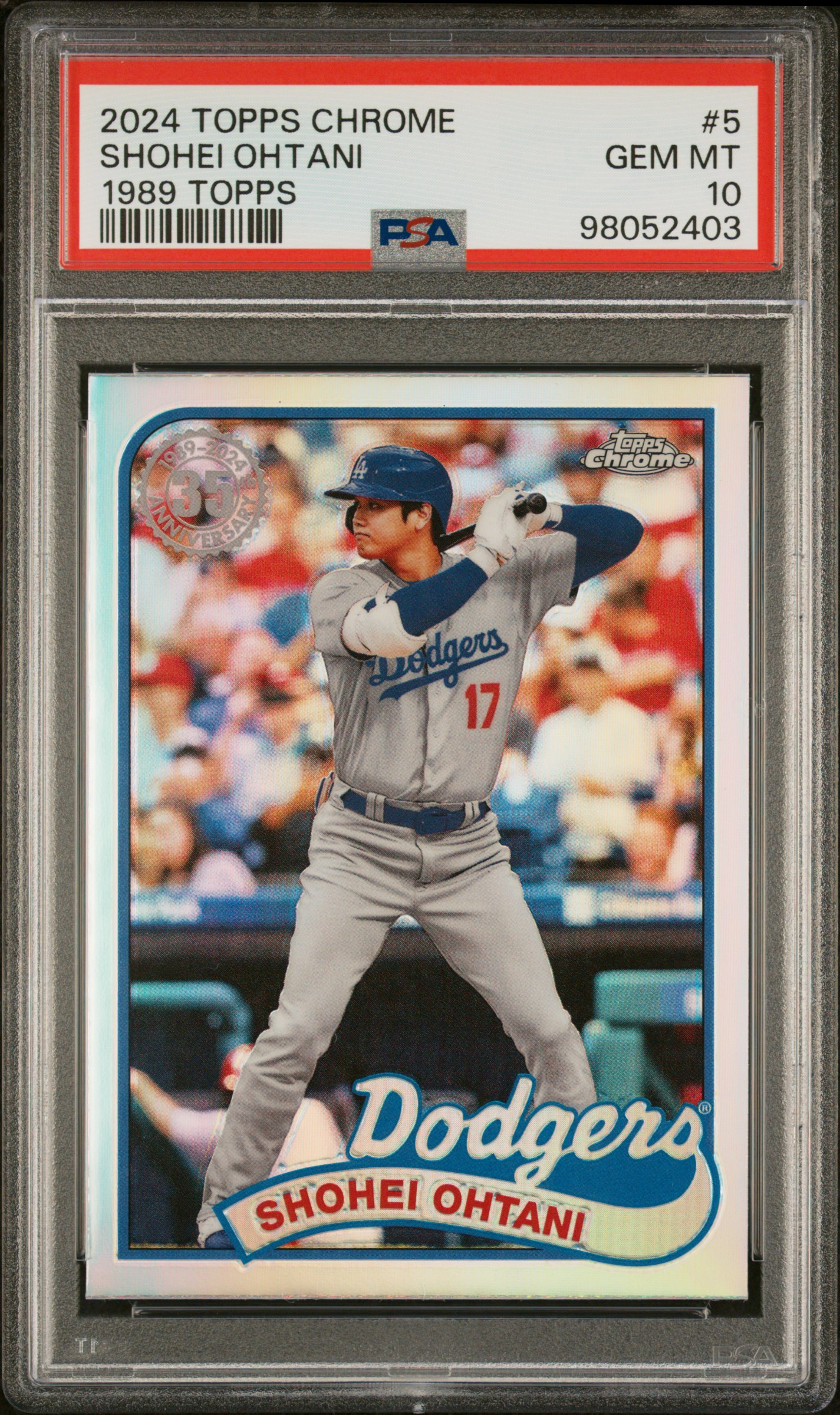 Shohei Ohtani 2024 Topps Chrome 1989 Baseball Card #5 Graded PSA 10 Cert # 98052403